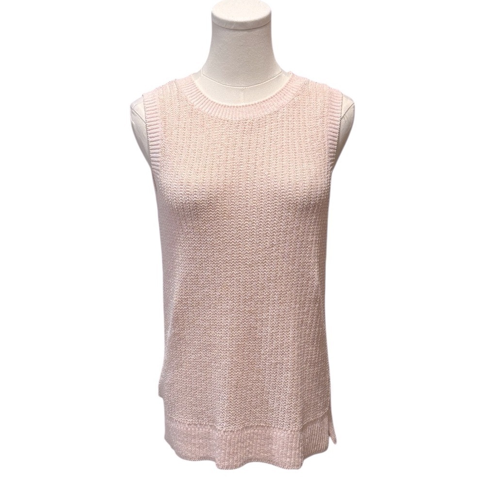 J. McLaughlin Lena Open Knit Powder Pink Sleeveless Spring Sweater Vest Women XS - Picture 3 of 11